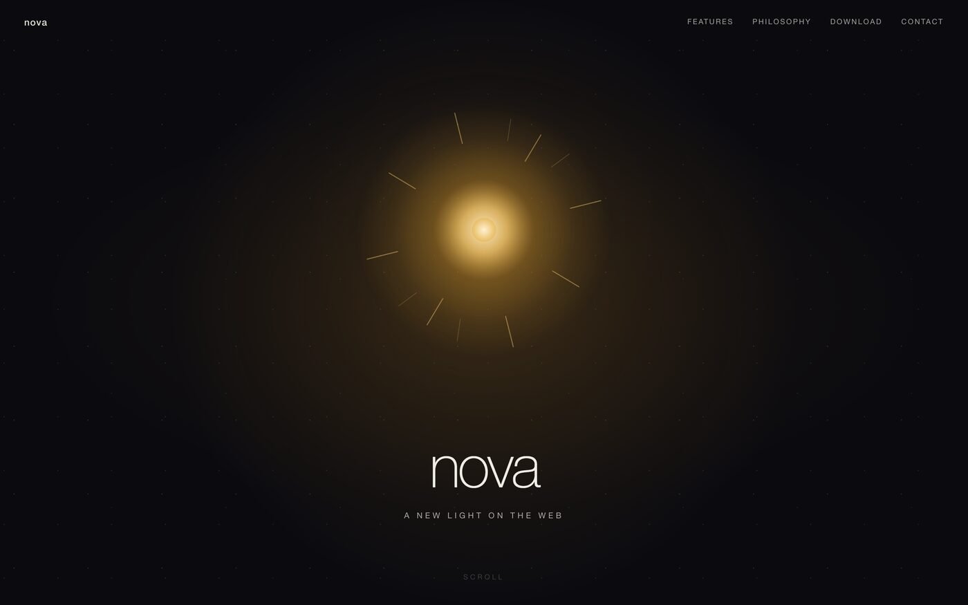 Nova — web browser product landing page